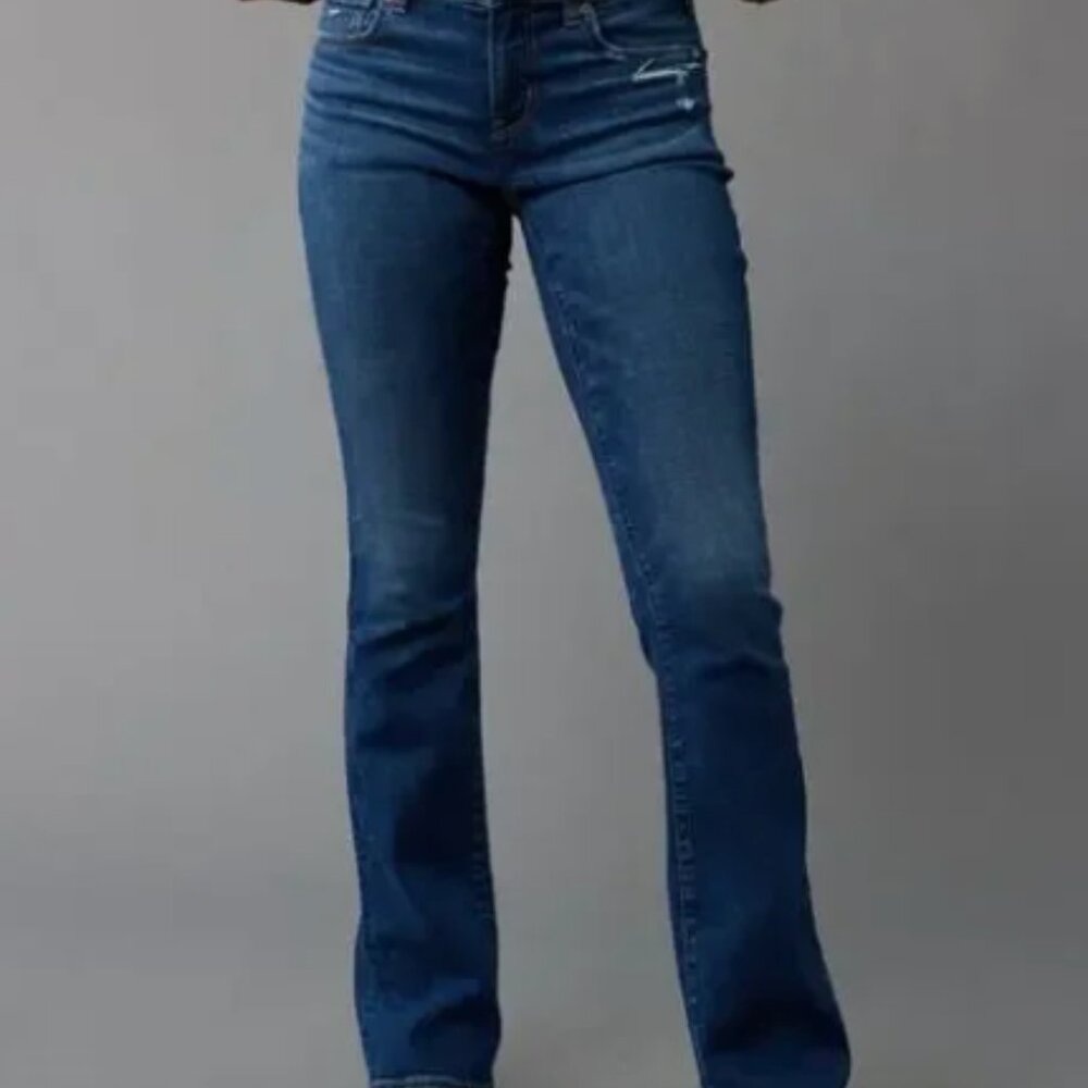 American Eagle Jeans Hi Rise Womens Sz 8 Blue Vintage Boot Stretch Medium Wash